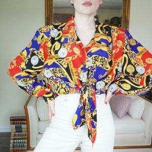 Vintage Notations 1980's Button Up Blouse Clocks